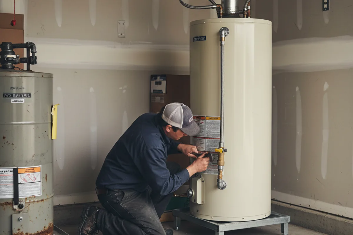Water heater and shutoff valve replacement in Booth